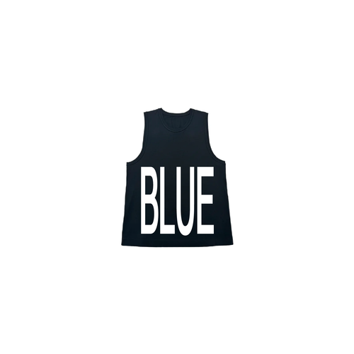 blue sleeveless - black