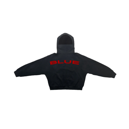 blue red hoodie - black